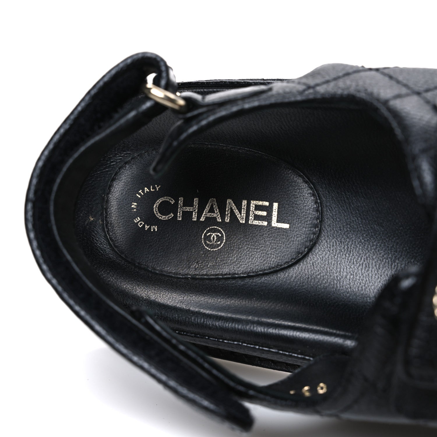 Chanel Grained Calfskin Velcro Dad Sandals 39 Black 9 of 10