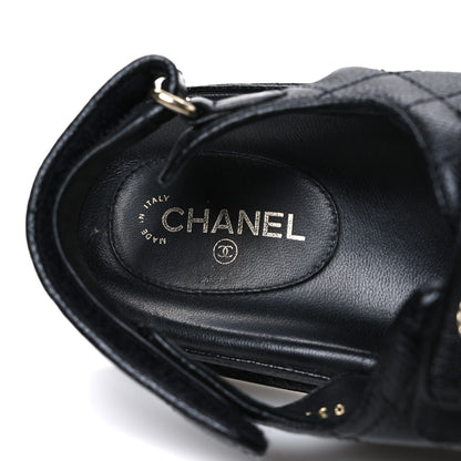 Chanel Grained Calfskin Velcro Dad Sandals 39 Black 9 of 10