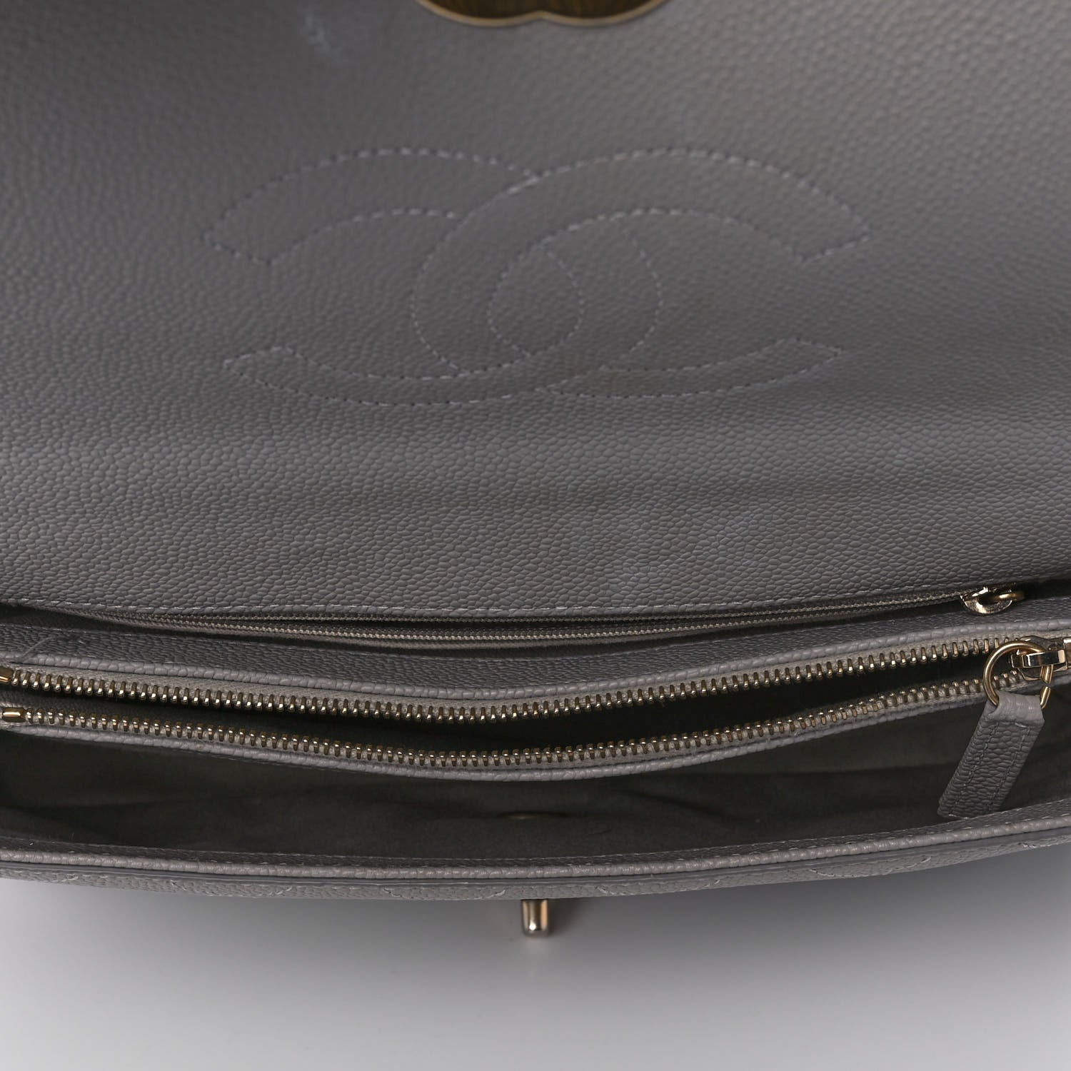 Chanel Grained Calfskin Stitched Flap Grey 5 of 12