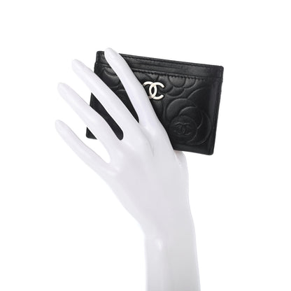 Chanel Lambskin Camellia Embossed Card Holder Black 4 of 7
