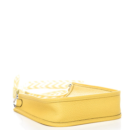 Hermes Taurillon Clemence Amazone Evelyne TPM Jaune Citron Blanc 4 of 10