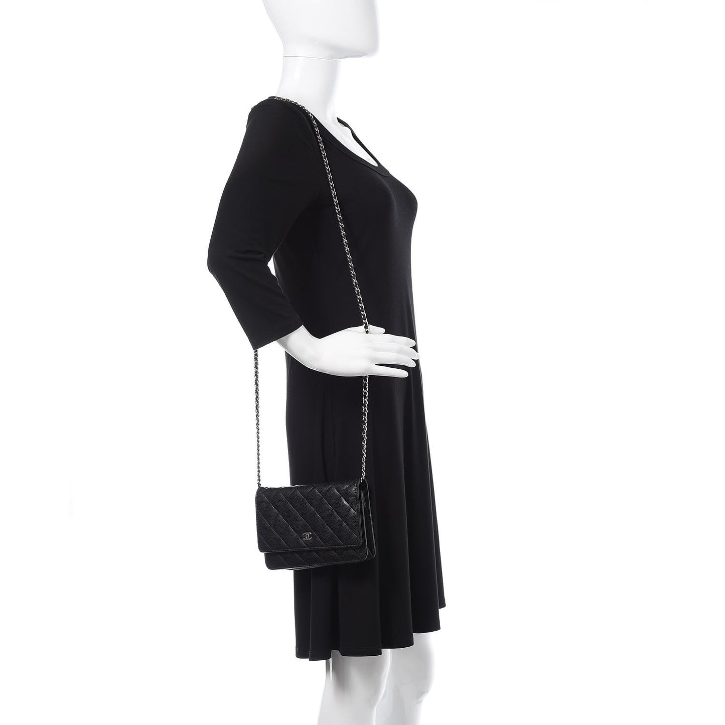 Caviar Quilted Wallet On Chain WOC Black