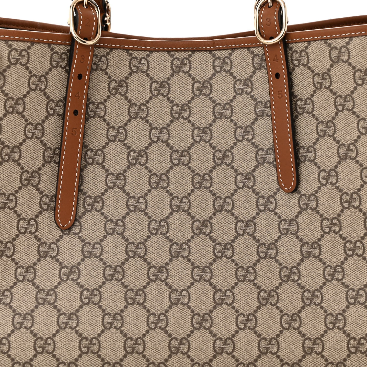 Gucci GG Supreme Monogram Emblem Large Tote Bag Beige Dark Brown 7 of 10