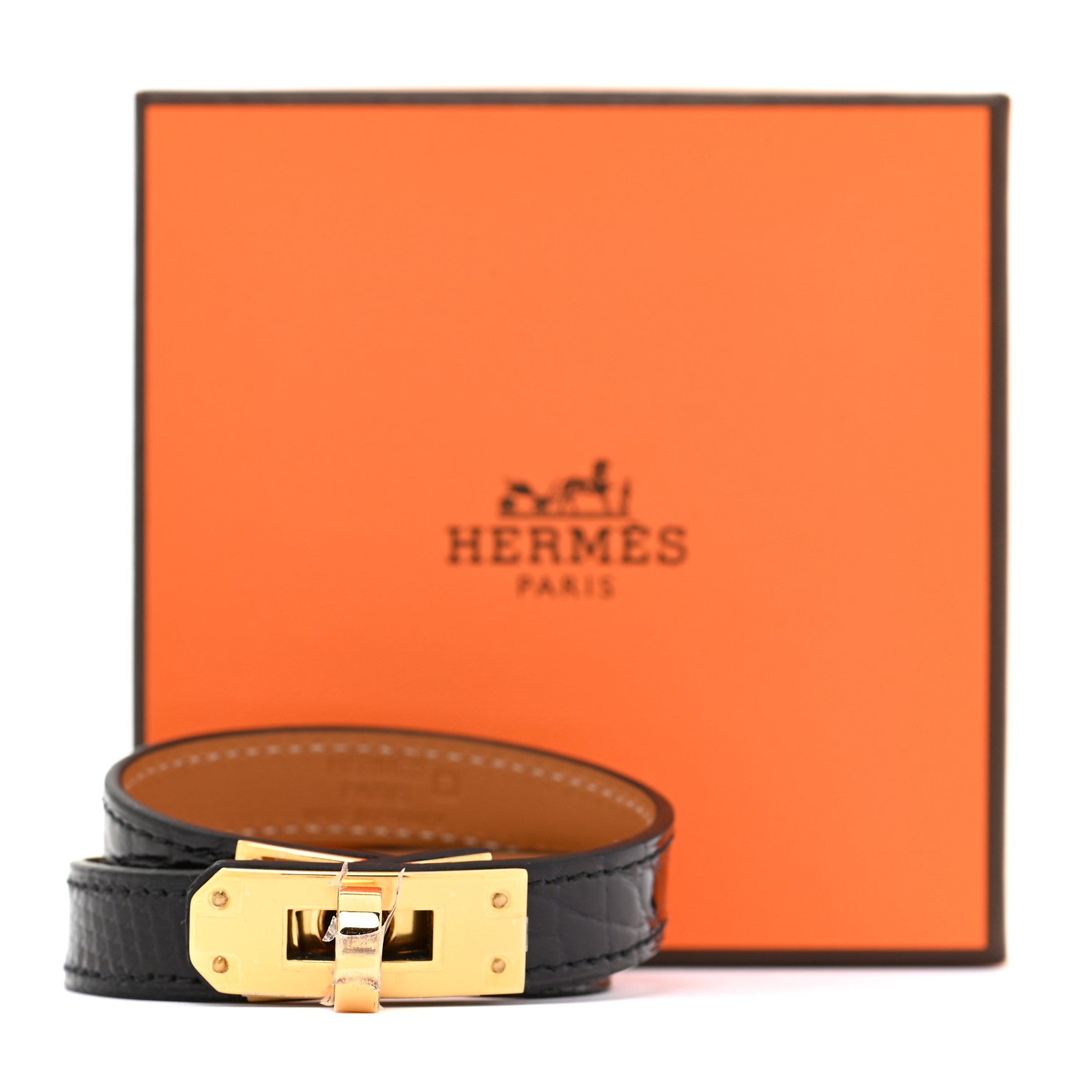 Hermes Shiny Alligator Lizard Kelly Double Tour Bracelet T2 Black 9 of 9