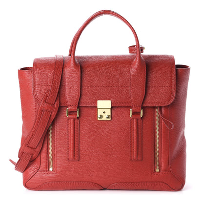 3.1 Phillip Lim 3.1 Textured Calfskin Large Pashli Satchel Red 1 of 9
