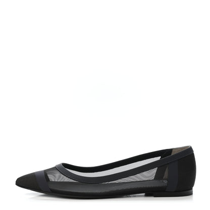 Fendi Mesh Skimmer Ballerina Flats 39 Navy Black 1 of 4