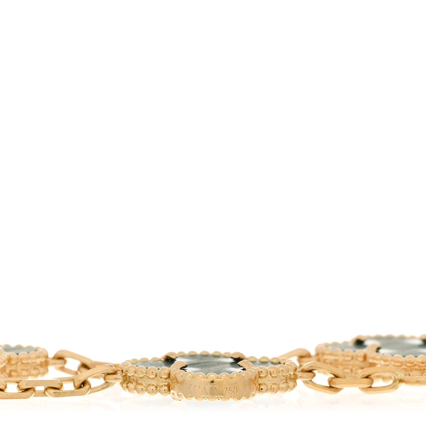 18K Yellow Gold Malachite 5 Motifs Vintage Alhambra Bracelet