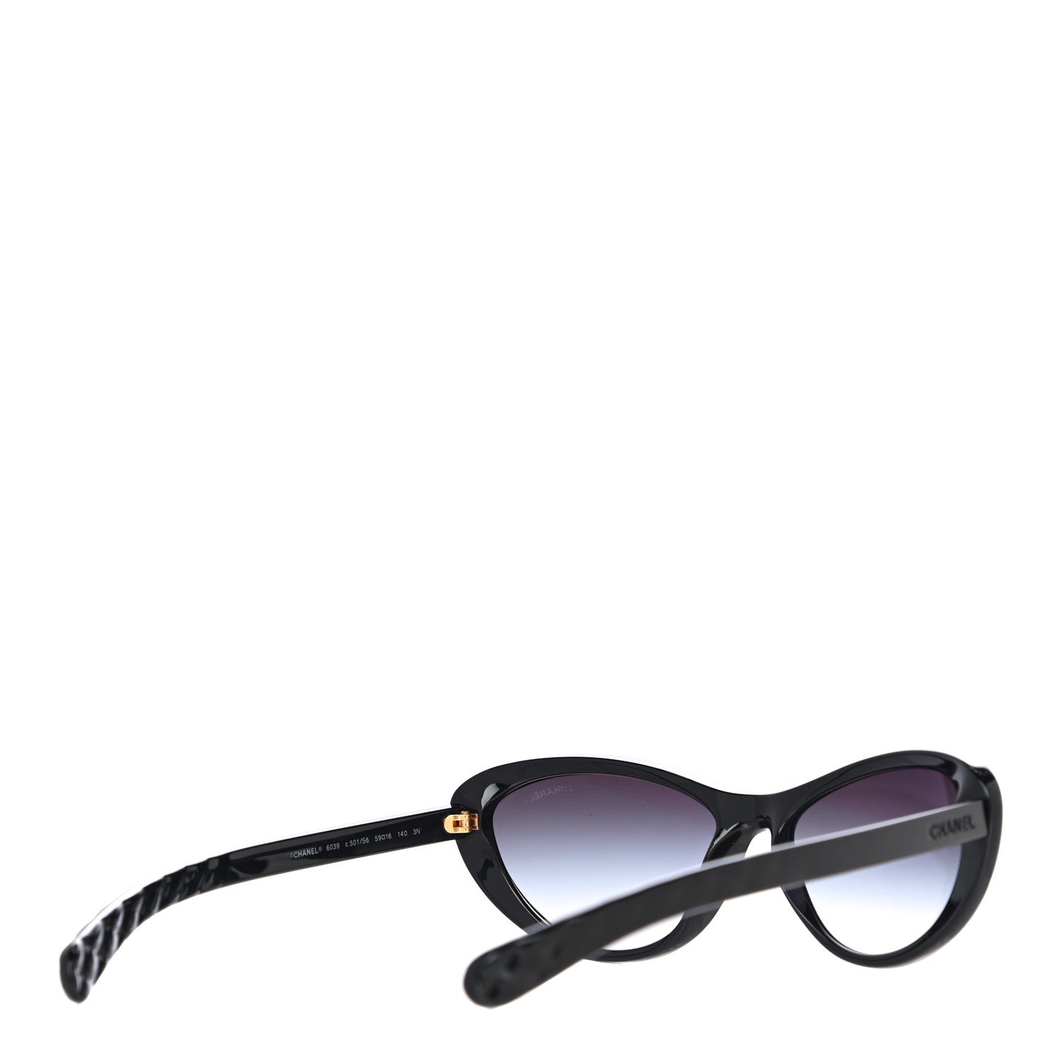 ノベルティ　CHANEL ブラック キャットアイ サングラス Chanel Cat Eye Chain Sunglasses 6039 Black 895976 – FASHIONPHILE