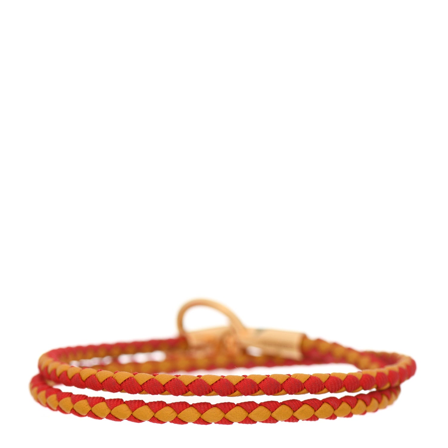 Hermes Swift Silk Braided Glenan Double Tour Bracelet Jaune Ambre Rouge Coquelicot 3 of 5