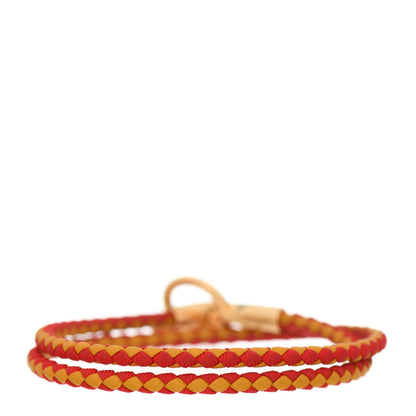 Hermes Swift Silk Braided Glenan Double Tour Bracelet Jaune Ambre Rouge Coquelicot 3 of 5