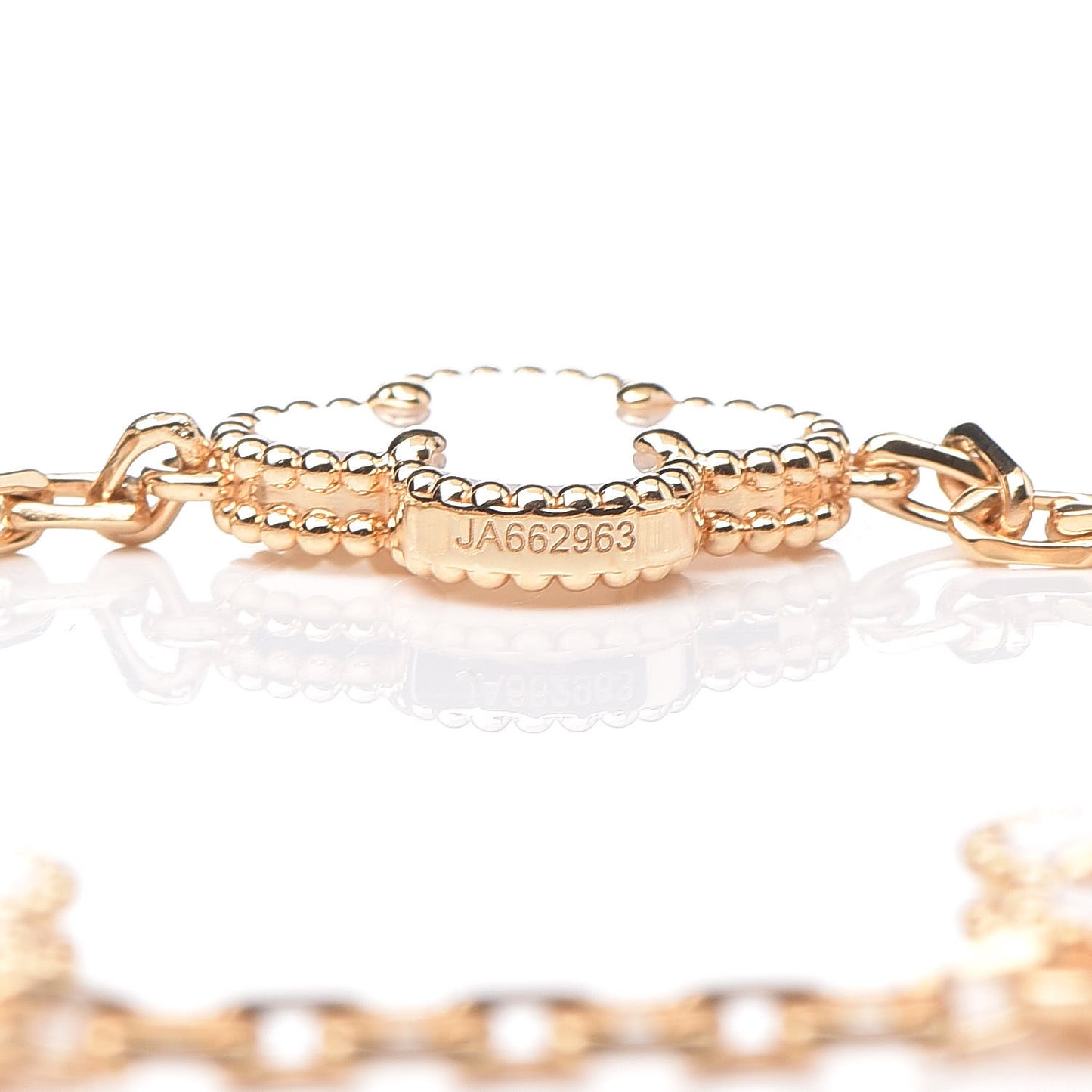 18K Yellow Gold Mother of Pearl 5 Motifs Vintage Alhambra Bracelet
