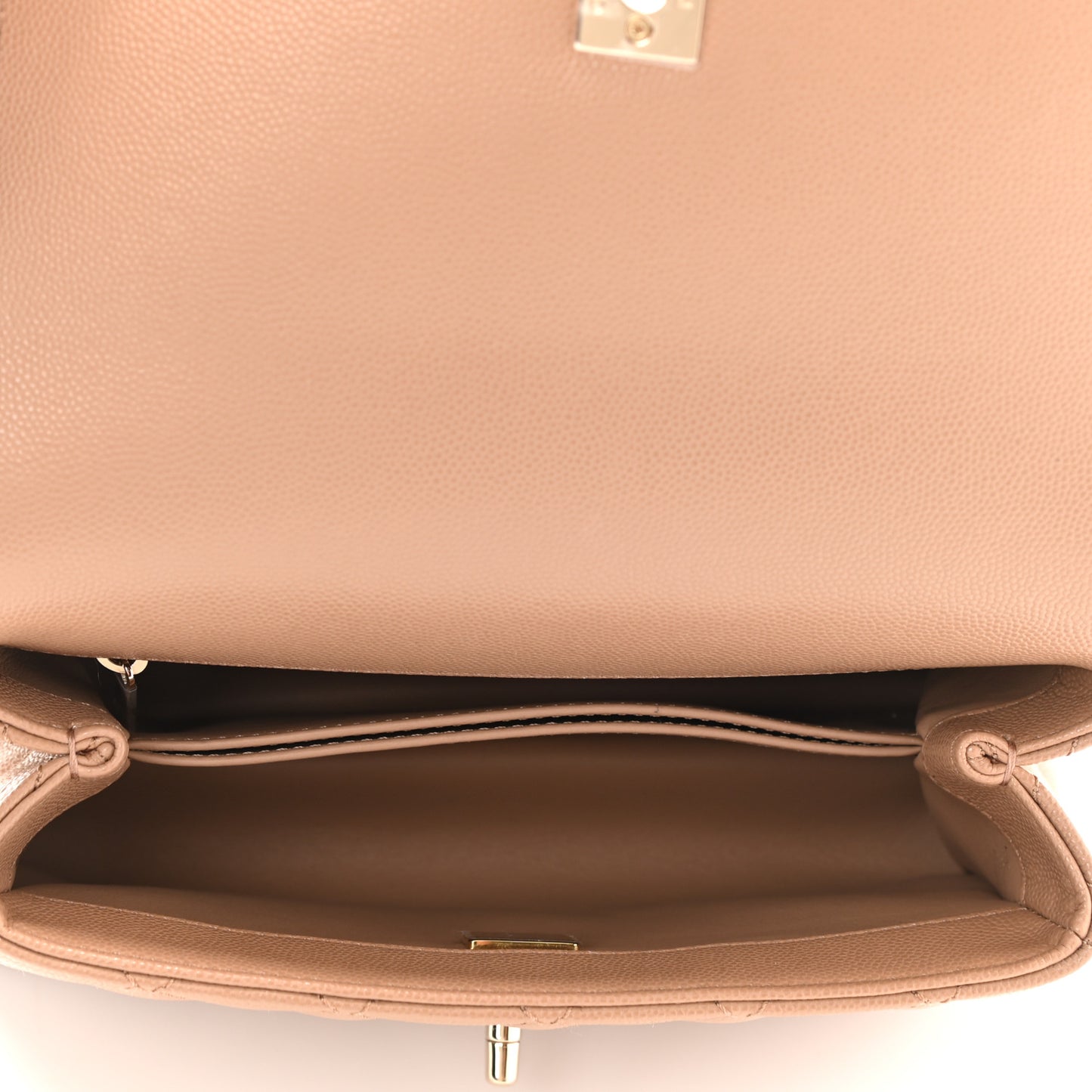 Caviar Quilted Mini Coco Handle Flap Beige