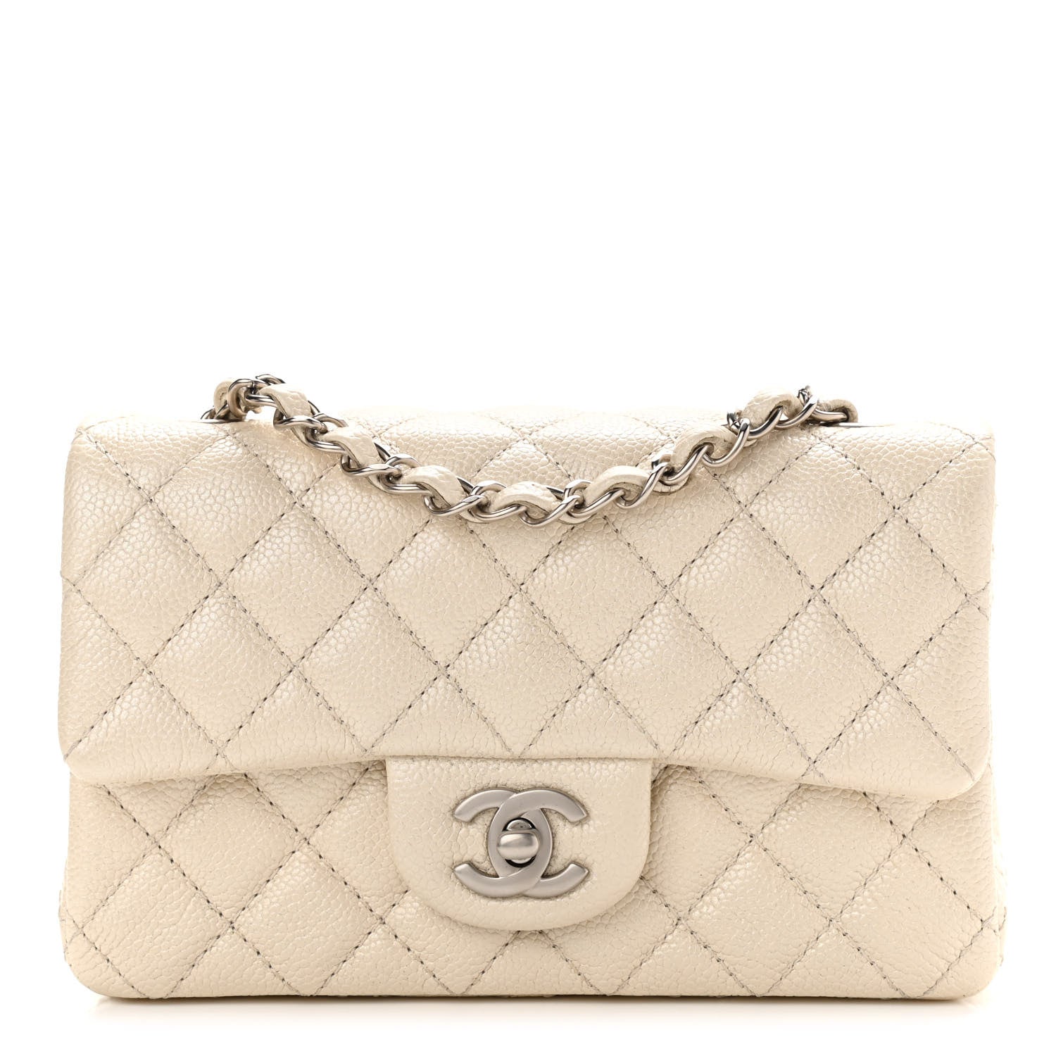 Chanel Iridescent Caviar Quilted Mini Rectangular Flap Ivory 1 of 9
