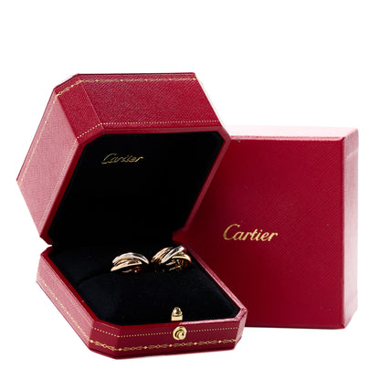 Cartier 18K Pink Yellow White Gold Classic Trinity Hoop Earrings 8 of 8