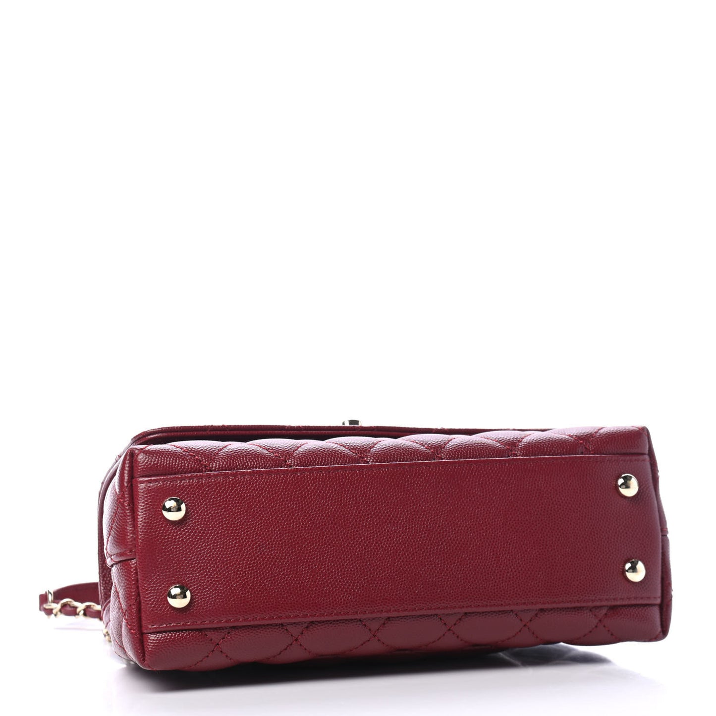 Caviar Lizard Embossed Quilted Mini Coco Handle Flap Burgundy