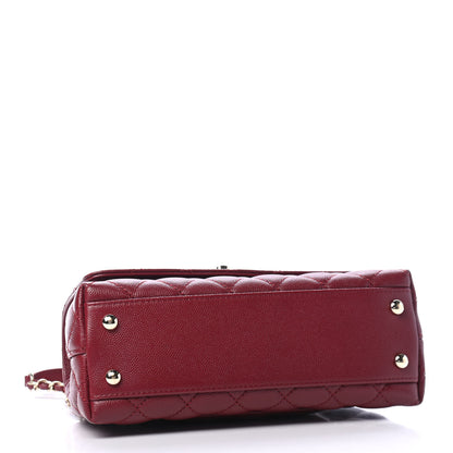 Chanel Caviar Lizard Embossed Quilted Mini Coco Handle Flap Burgundy 3 of 4