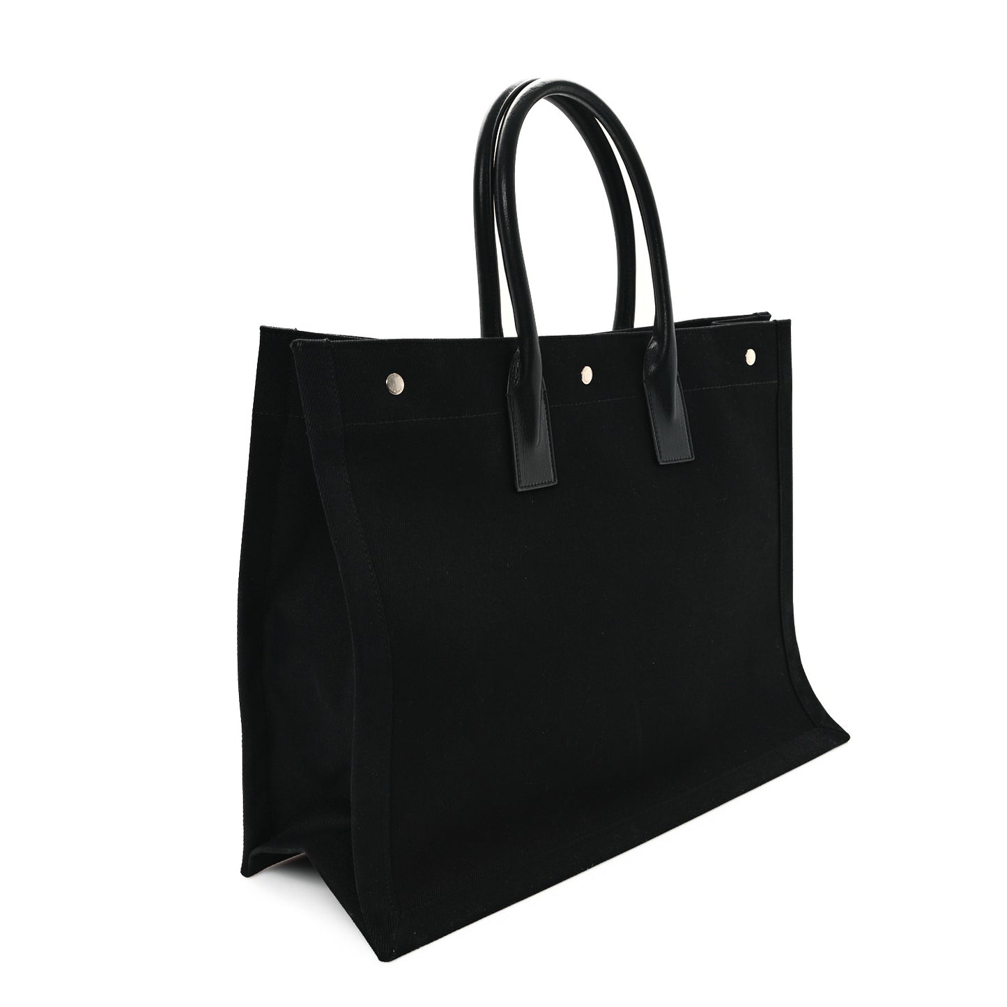 Linen Calfskin Rive Gauche Tote Black