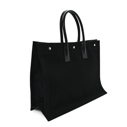 Saint Laurent Linen Calfskin Rive Gauche Tote Black 3 of 13