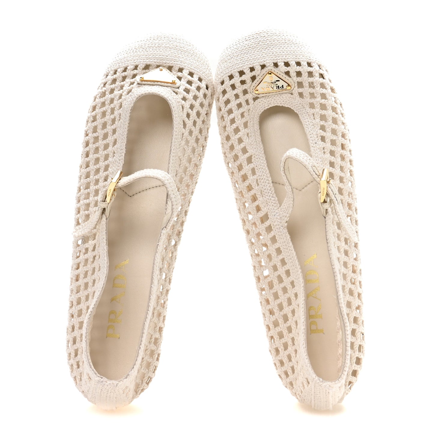Knit Crochet Logo Ballerina Flats 38 Ivory