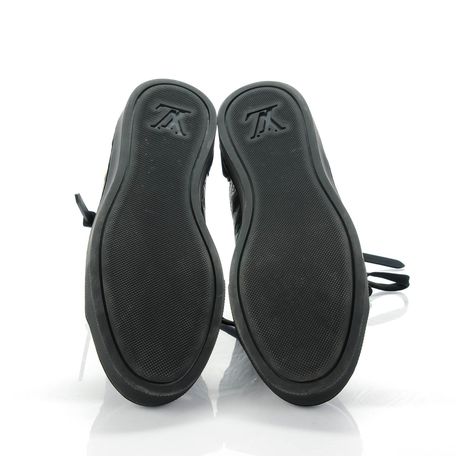 Louis Vuitton Calfskin Embossed Monogram Punchy High Top Sneakers 38 Black 5 of 6