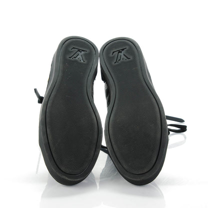 Louis Vuitton Calfskin Embossed Monogram Punchy High Top Sneakers 38 Black 5 of 6