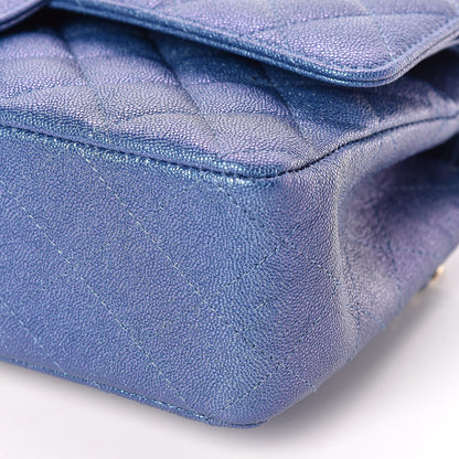 Chanel Iridescent Caviar Quilted Medium Double Flap Dark Blue 7 of 10