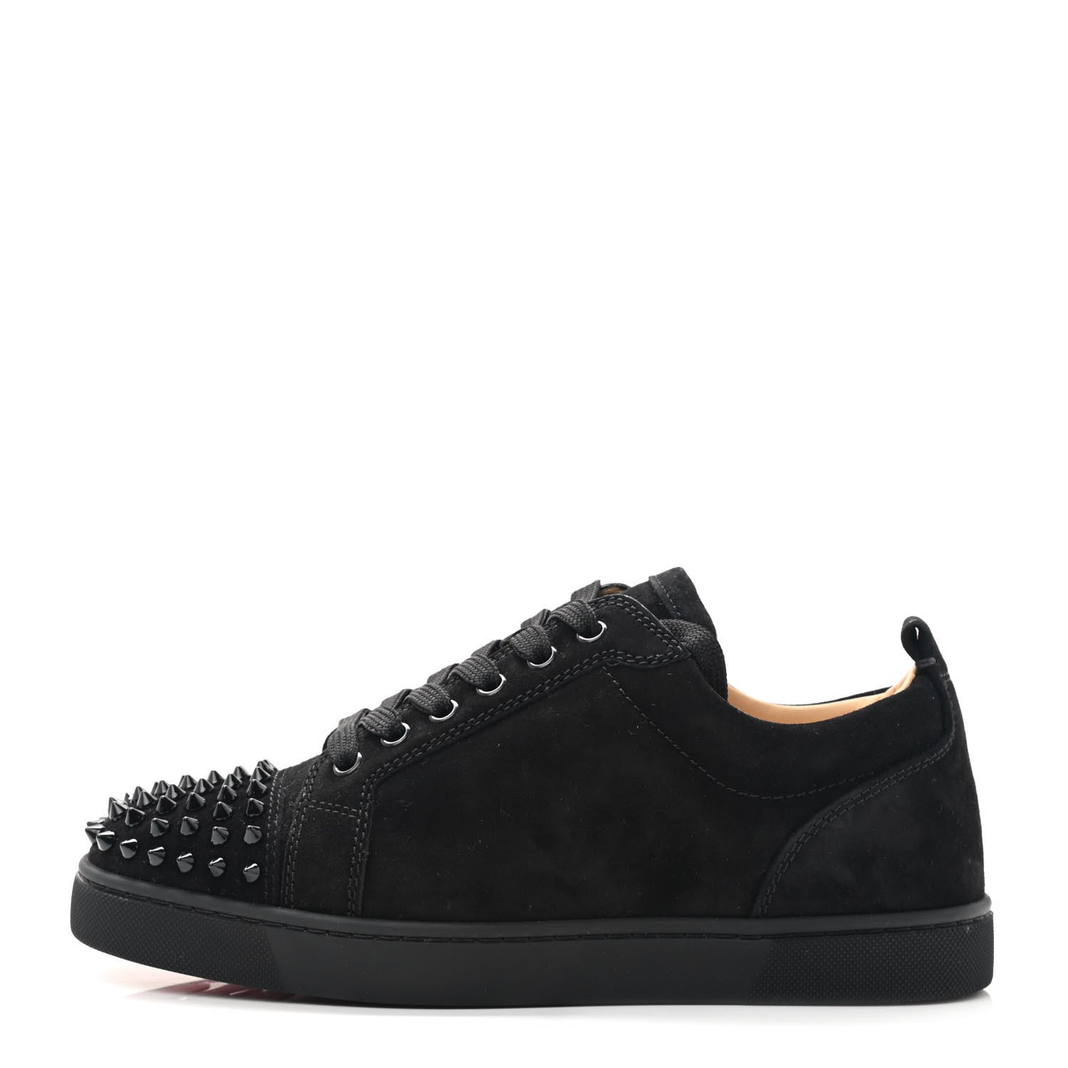 Christian Louboutin Veau Velours Louis Junior Spikes Flat Sneakers 39 Black 1 of 8