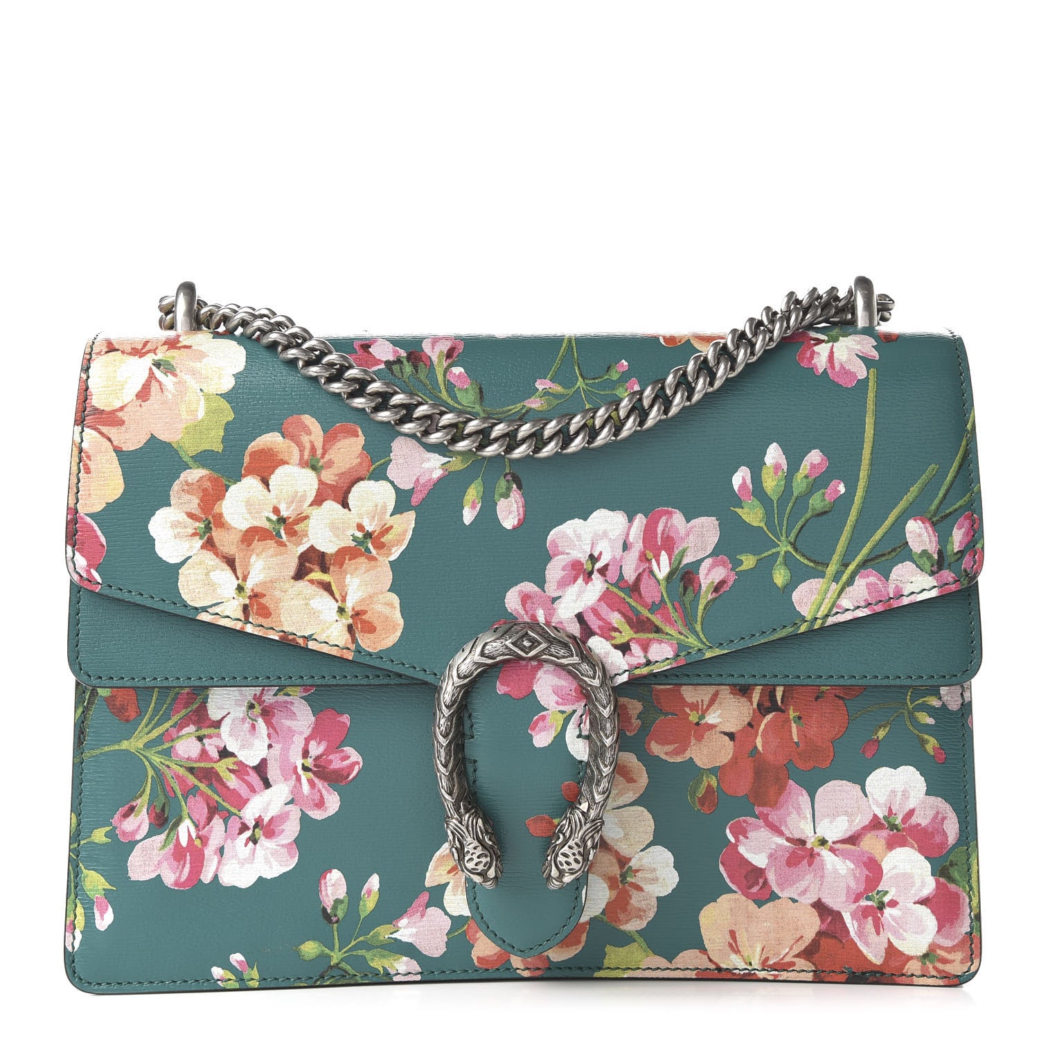 Gucci Calfskin Blooms Print Medium Dionysus Shoulder Bag Bright Emerald Multicolor 1 of 10