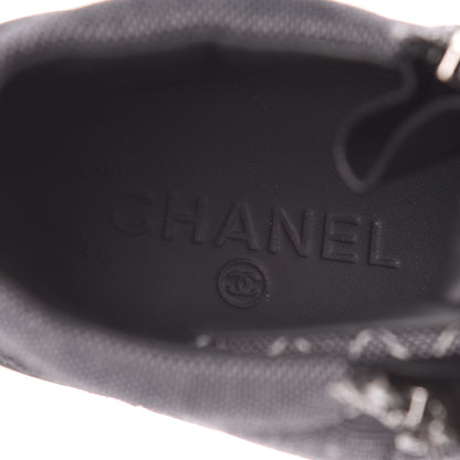 Chanel Toile Suede Calfskin CC High Top Sneakers 39 Dark Grey 8 of 9
