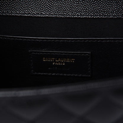 Saint Laurent Grain De Poudre Textured Mixed Matelasse Triquilt Medium Monogram Satchel Black 8 of 9