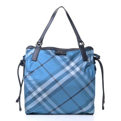 Burberry Nylon Check Buckleigh Packable Tote Blue 1 of 6