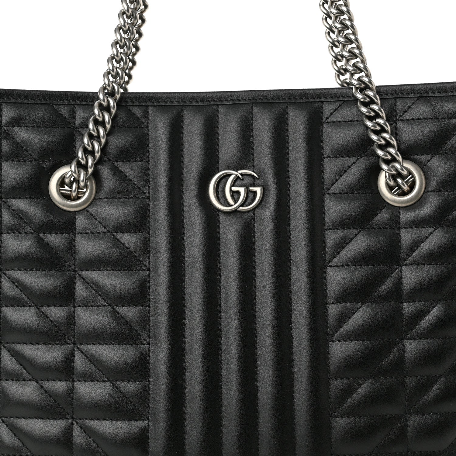 Gucci Calfskin Matelasse Aria Medium GG Marmont Shoulder Tote Black 7 of 9