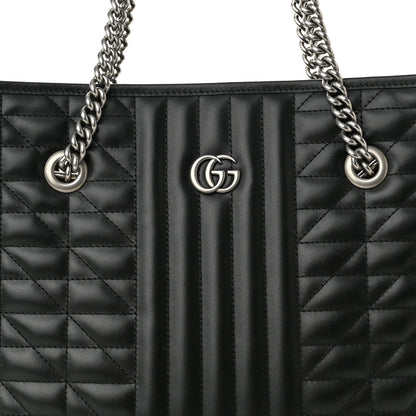 Gucci Calfskin Matelasse Aria Medium GG Marmont Shoulder Tote Black 7 of 9