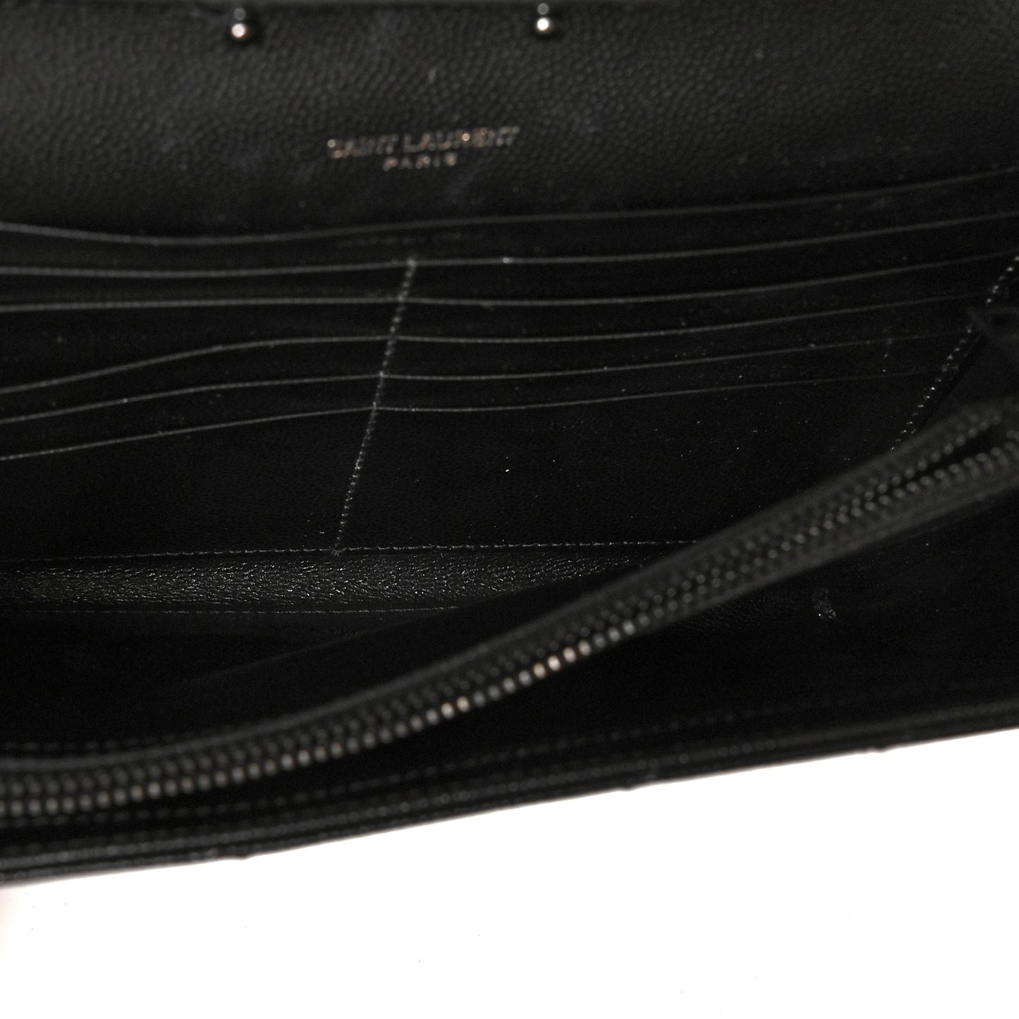 Grain De Poudre Matelasse Chevron Monogram Chain Wallet Black