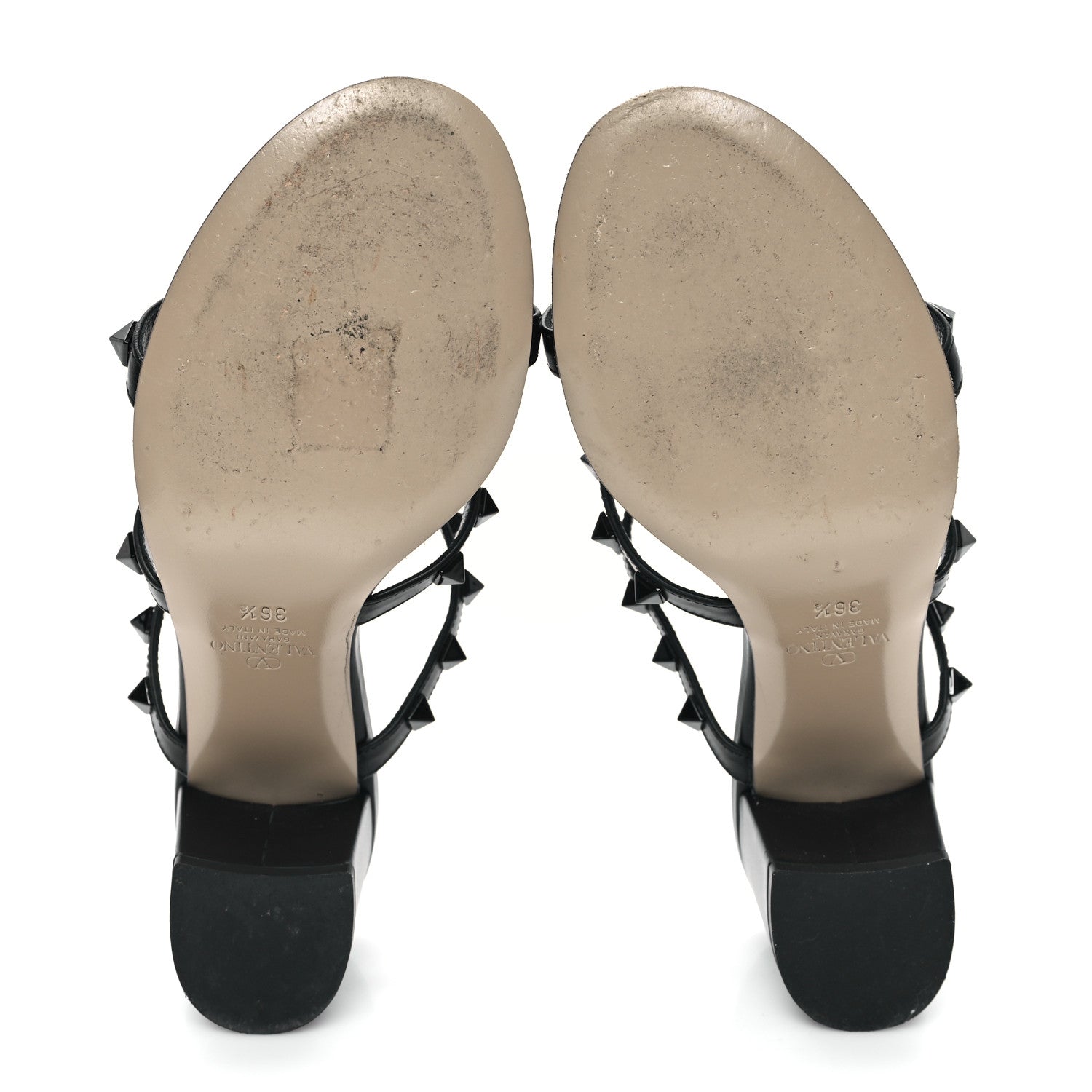 Valentino Garavani Calfskin Monochrome Rockstud 60mm Caged Slide Sandals 36.5 Black 6 of 9