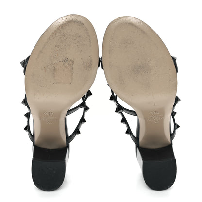 Valentino Garavani Calfskin Monochrome Rockstud 60mm Caged Slide Sandals 36.5 Black 6 of 9
