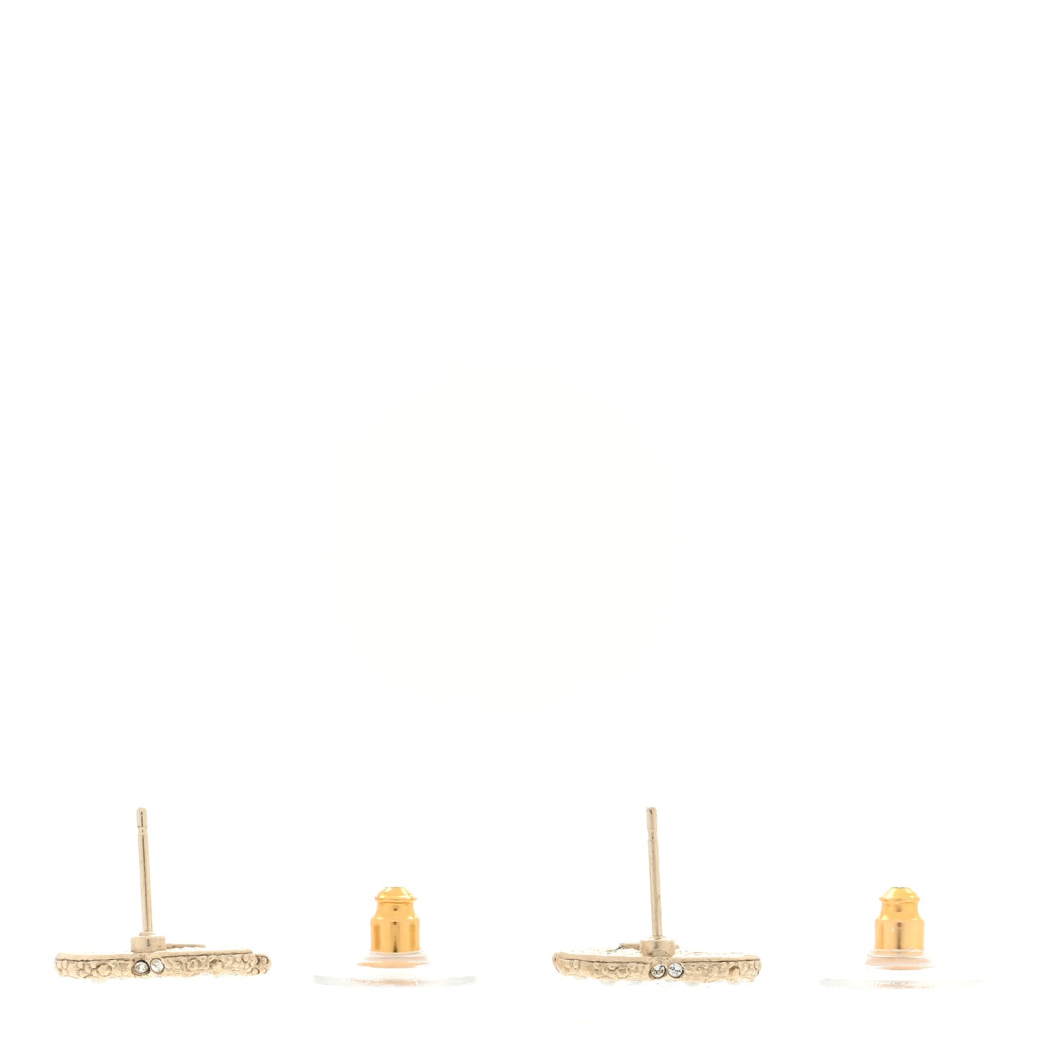 Chanel Pearl Crystal CC Earrings Light Gold 3 of 4