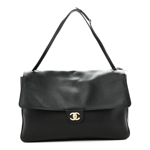 Grained Calfskin Souplissimo Maxi Flap Black