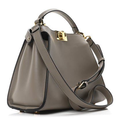 Fendi Vitello Tahiti Burro Medium Peekaboo Iconic Essentially Satchel Tortora Black 3 of 9