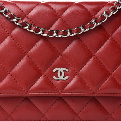 Chanel Lambskin Quilted Wallet on Chain WOC Red 12 of 12