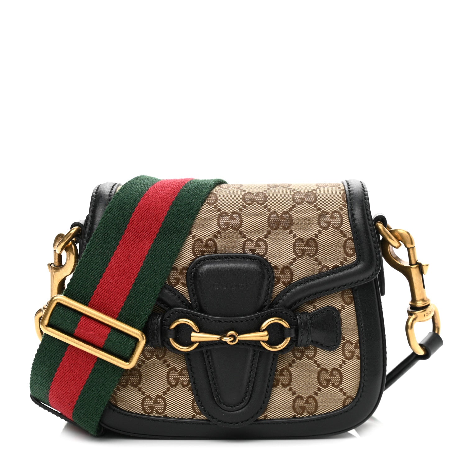 Gucci Monogram Small Lady Web Shoulder Bag Beige Black 1 of 11