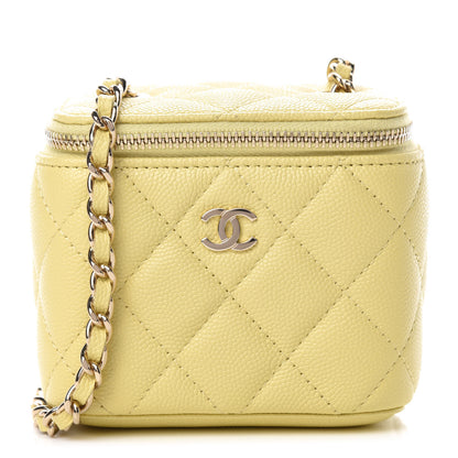 Chanel Caviar Quilted Mini Vanity Case With Chain Yellow 1 of 10