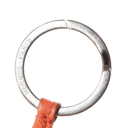 Hermes Lambskin Carmen Uno-Dos Key Holder Rose Azalee Orange Poppy 3 of 5