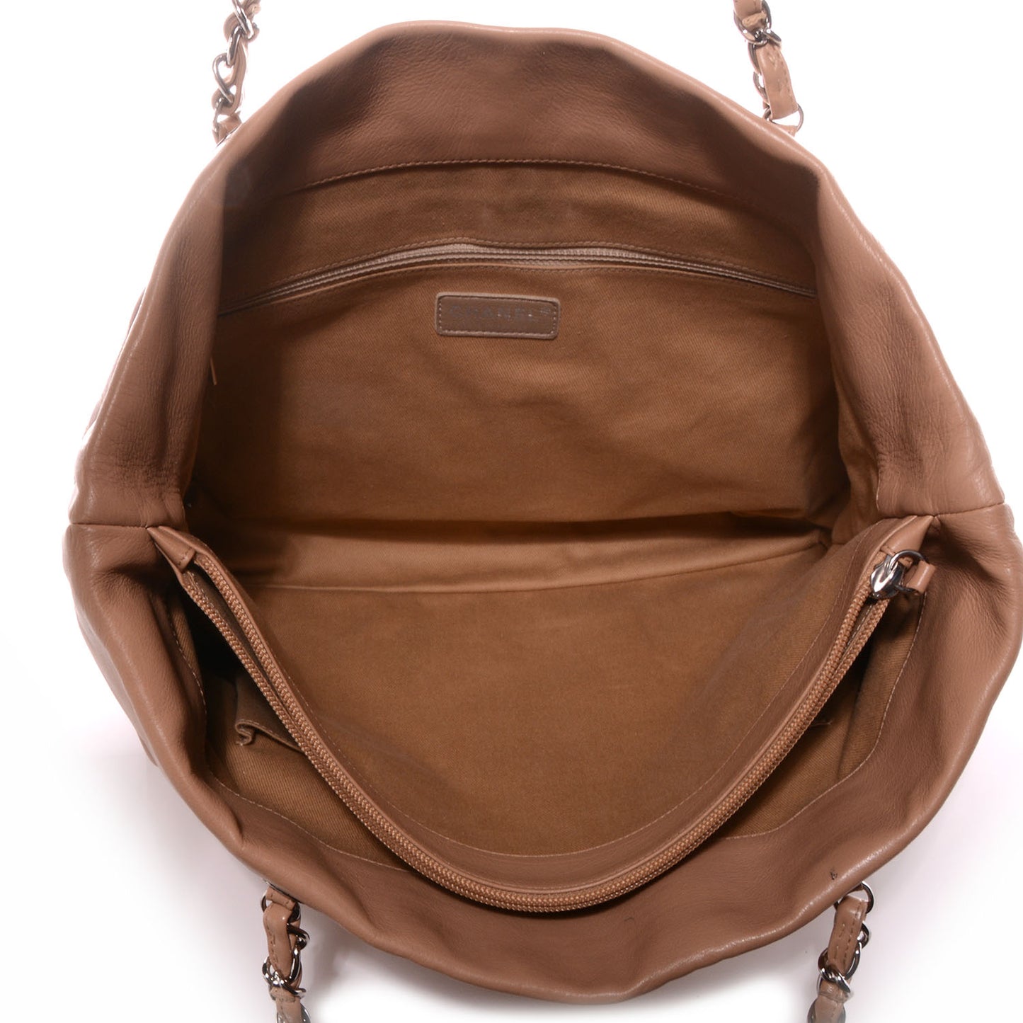 Calfskin Large Front Flap Tote Dark Beige