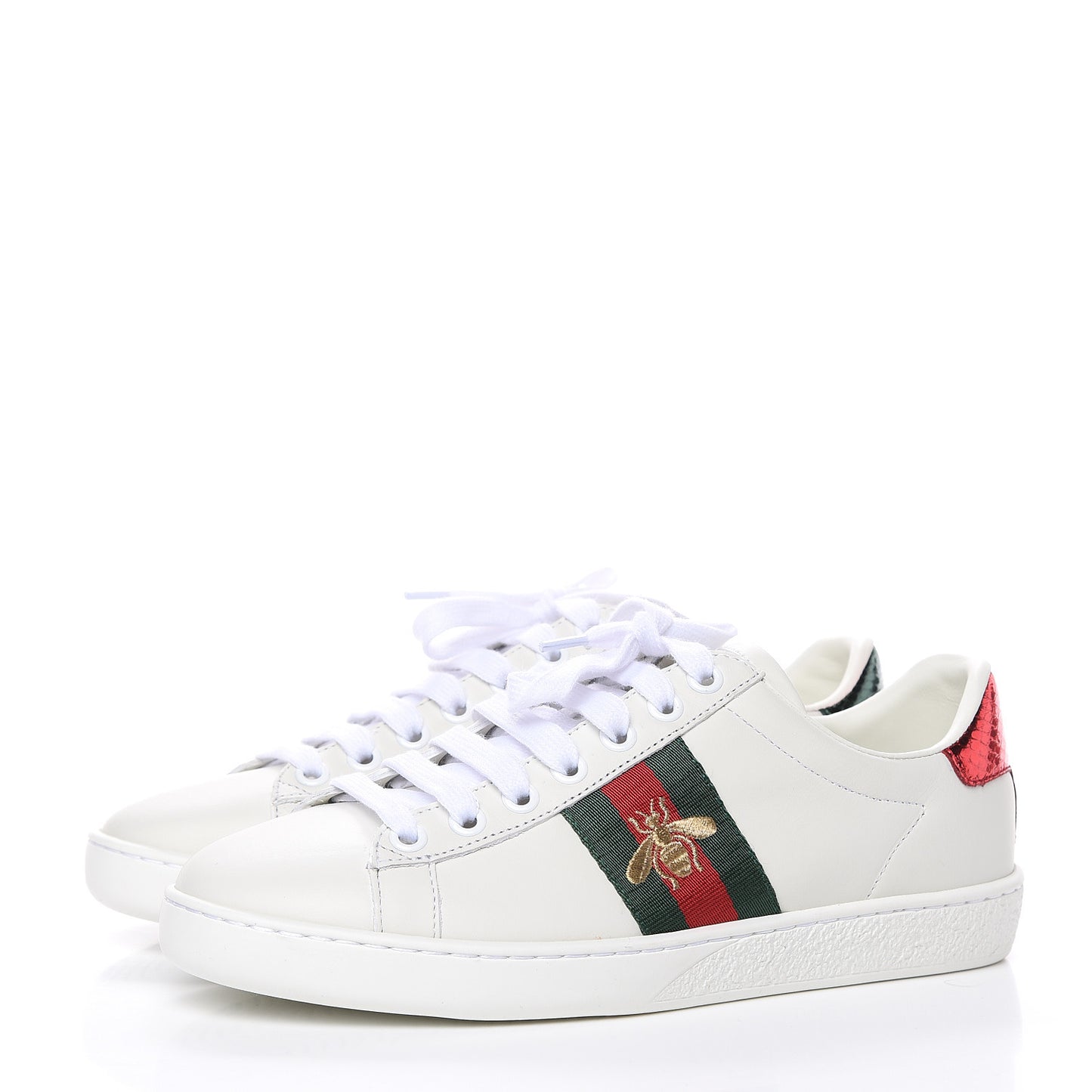 Calfskin Ayers Bee Embroidered Womens Ace Sneakers 36.5 White Green