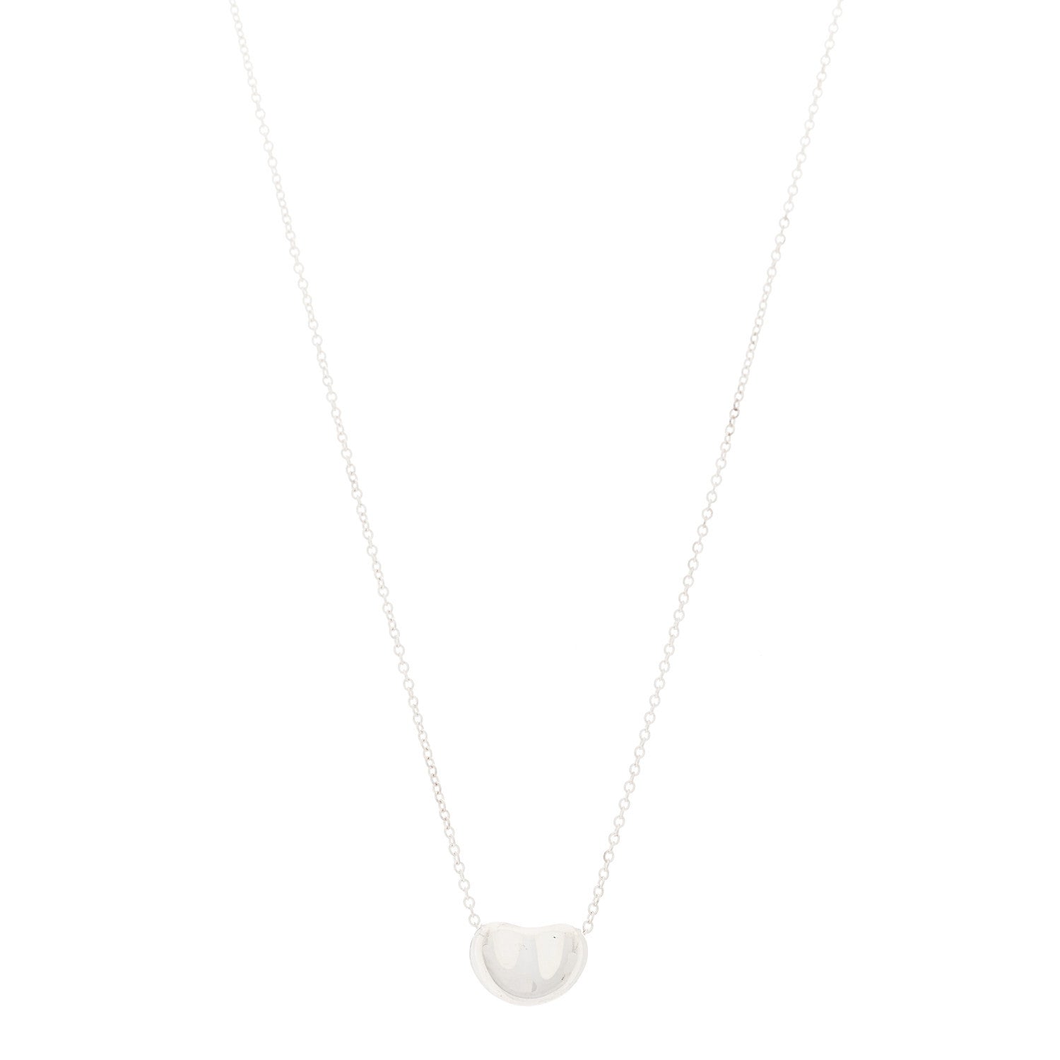 Tiffany Sterling Silver 11mm Elsa Peretti Bean Pendant Necklace 1 of 4