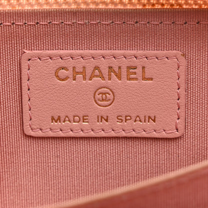 Chanel Caviar Quilted Boy Zip Around Coin Purse Wallet Light Pink 6 of 11