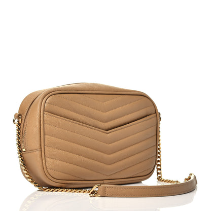 Saint Laurent Grain De Poudre Matelasse Monogram Mini Lou Camera Bag Dark Latte 3 of 9
