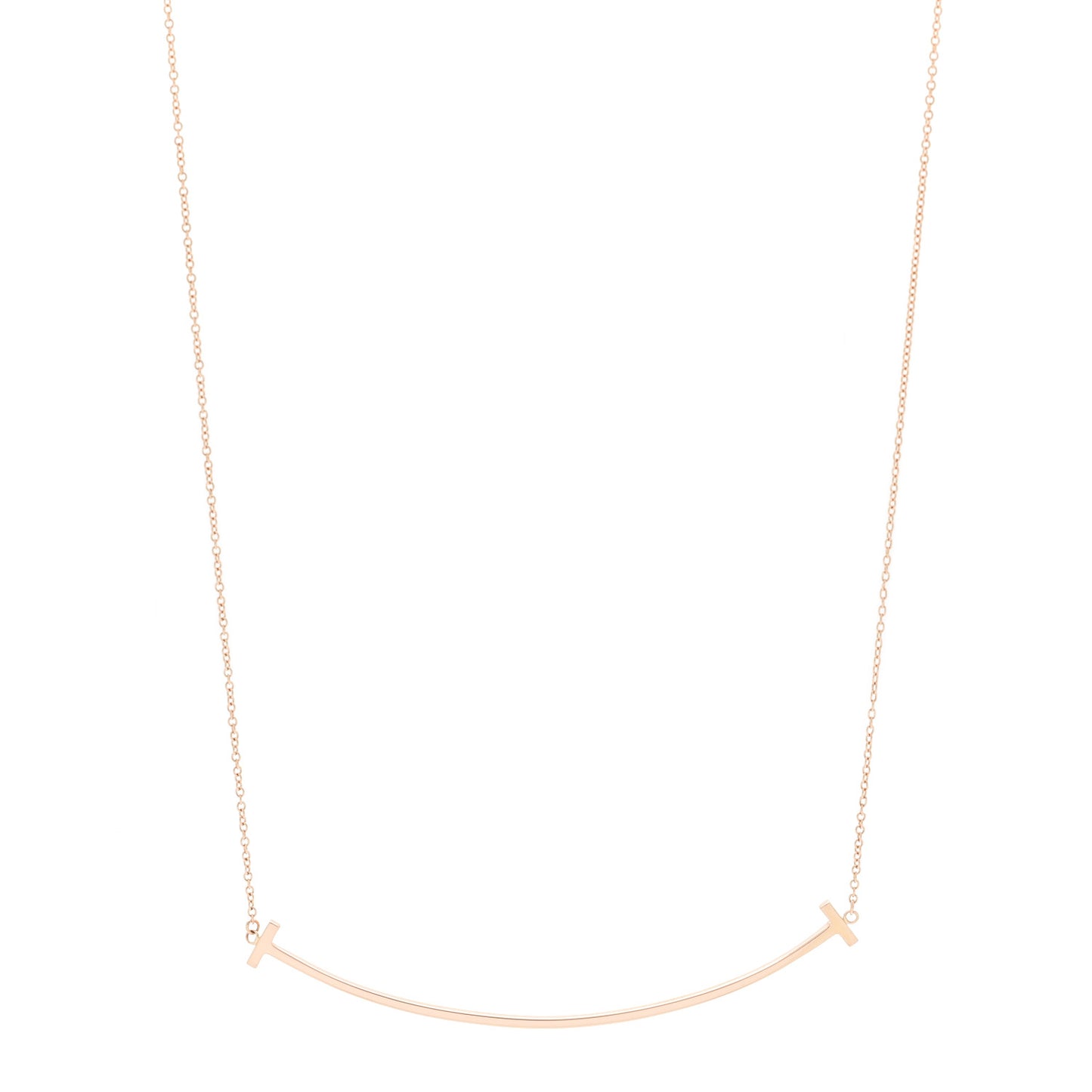 18K Rose Gold Large T Smile Pendant Necklace