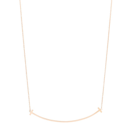 Tiffany 18K Rose Gold Large T Smile Pendant Necklace 1 of 6